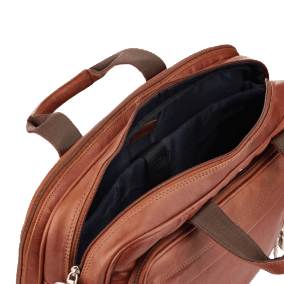 Tuscany Enzo 15 inch laptop briefcase leather brown interior png