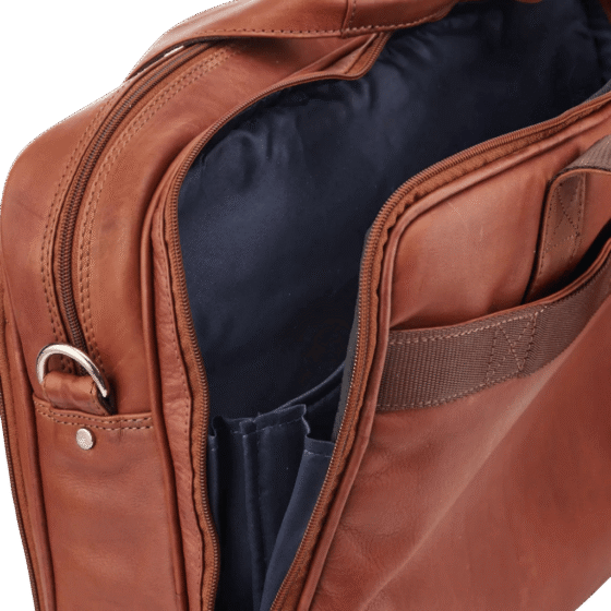 Tuscany Enzo 15 inch laptop briefcase leather brown interior2 png