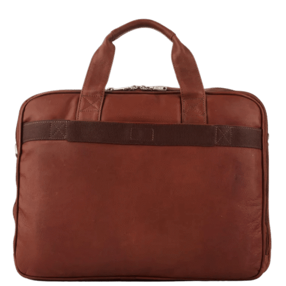 Tuscany Enzo 15 inch laptop briefcase leather brown rear png