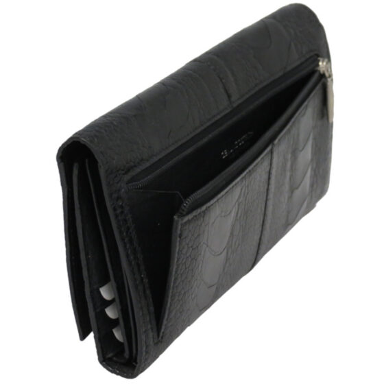 Via La Moda VLP7422 credit card purse ostrich leg black coin zip jpg