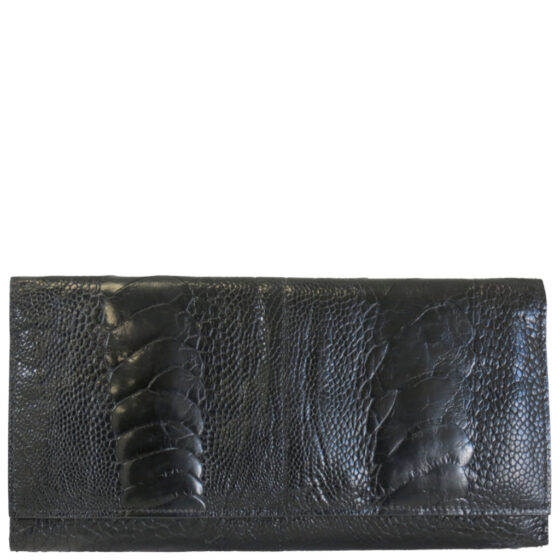 Via La Moda VLP7422 credit card purse ostrich leg black front jpg