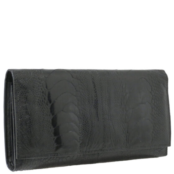 Via La Moda VLP7422 credit card purse ostrich leg black front3qrtr jpg