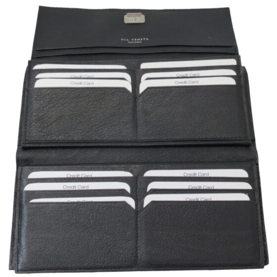 Via La Moda VLP7422 credit card purse ostrich leg black interior jpg