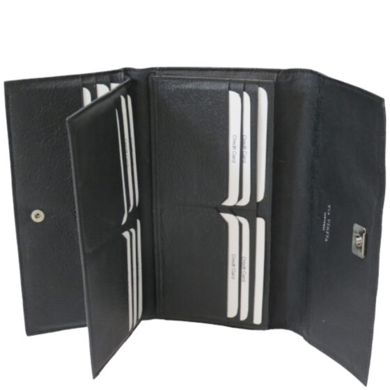 Via La Moda VLP7422 credit card purse ostrich leg black interior1 jpg