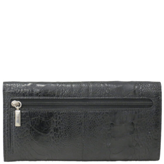 Via La Moda VLP7422 credit card purse ostrich leg black rear jpg