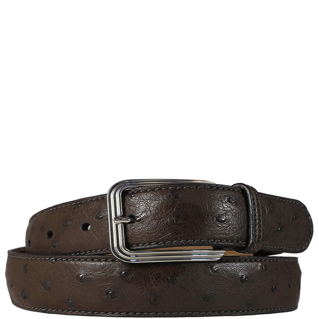 Via La Moda 35mm Warren 404 Ostrich leather belt nicotine brown primary jpg