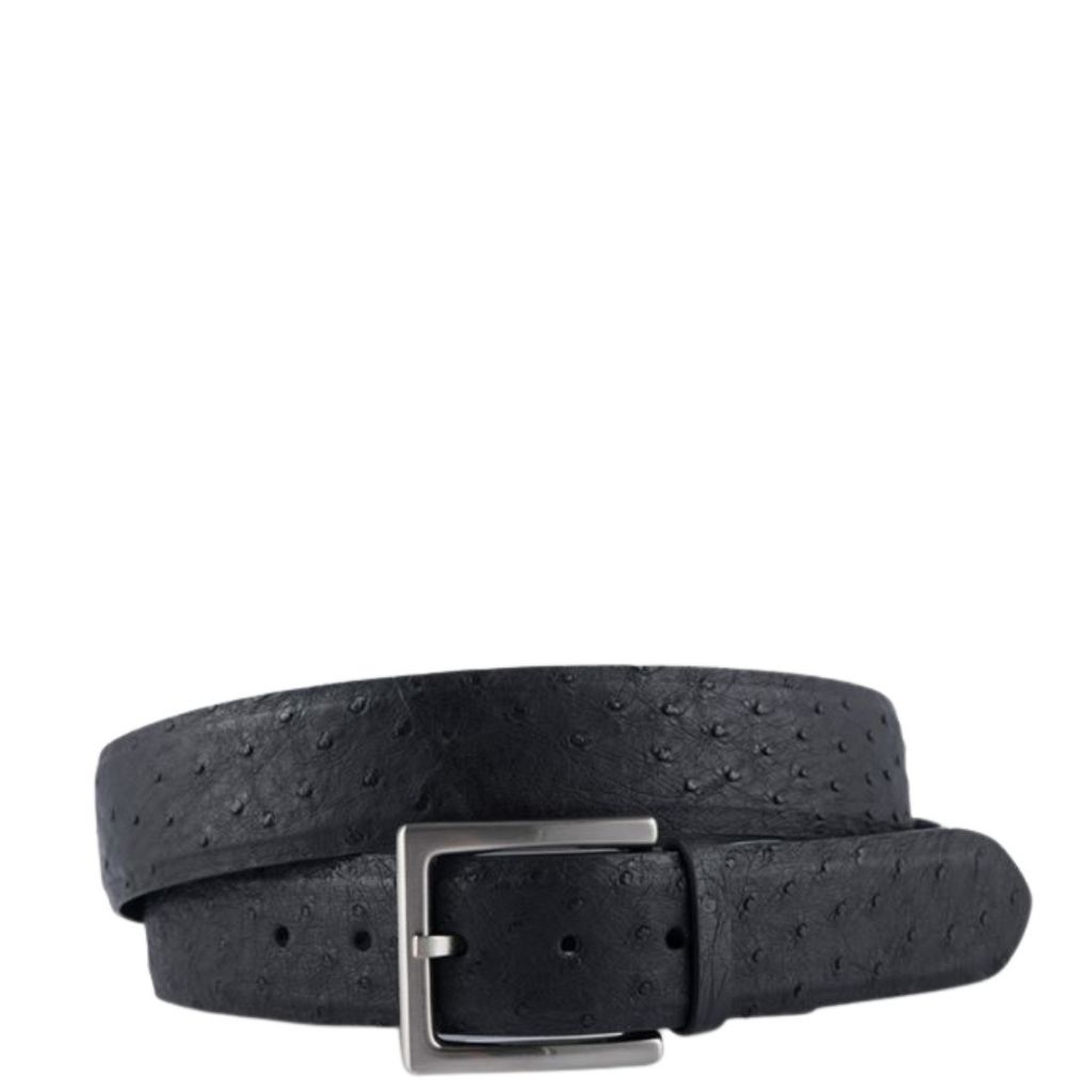 Via La Moda 402 Full Quill Ostrich Leather Belt 40mm Black front primary jpg