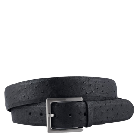 Via La Moda 402 Full Quill Ostrich Leather Belt 40mm Black front transparent