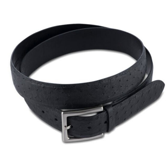 Via La Moda 402 Full Quill Ostrich Leather Belt 40mm Black top jpg