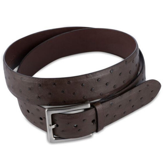 Via La Moda 402 Full Quill Ostrich Leather Belt Brown Nicotine 40mm top jpg