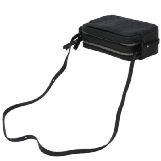 Via La Moda Fiona Ostrich VLP4001 Handbag black flat handle full jpg