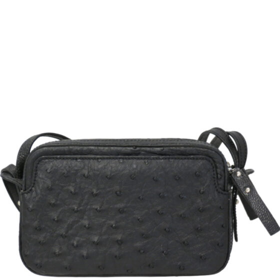 Via La Moda Fiona Ostrich VLP4001 Handbag black front jpg
