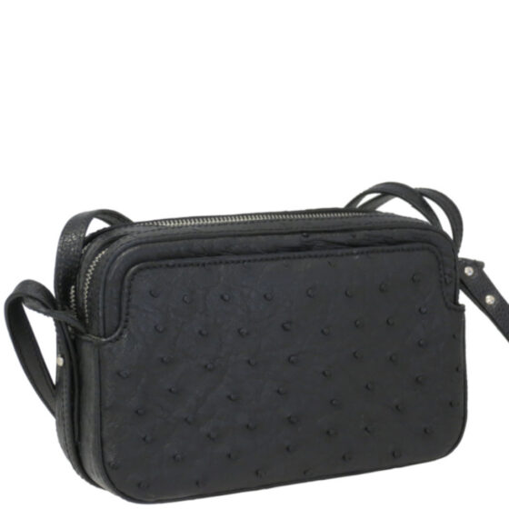 Via La Moda Fiona Ostrich VLP4001 Handbag black front3qrtr jpg