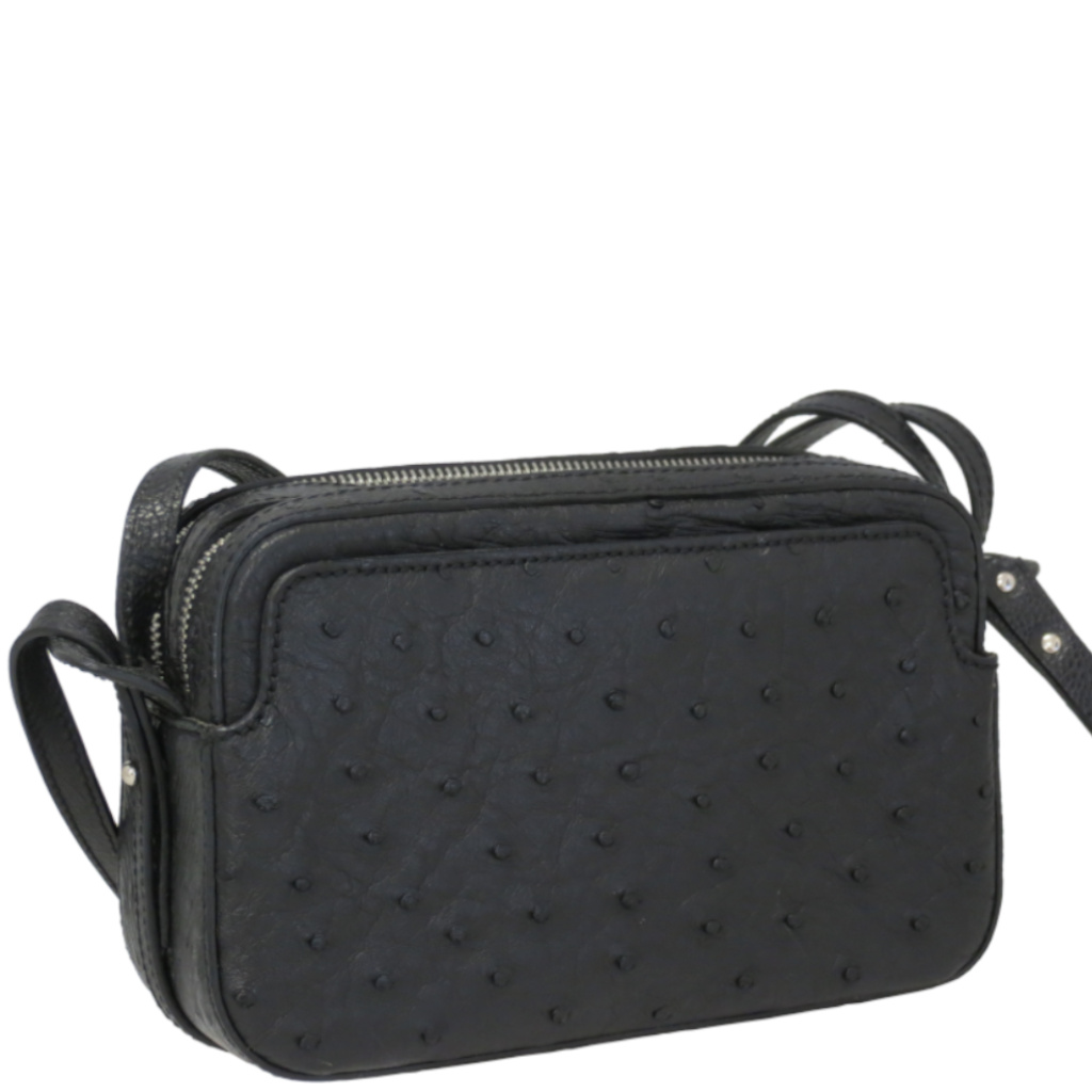 Via La Moda Fiona Ostrich VLP4001 Handbag black front3qrtr jpg