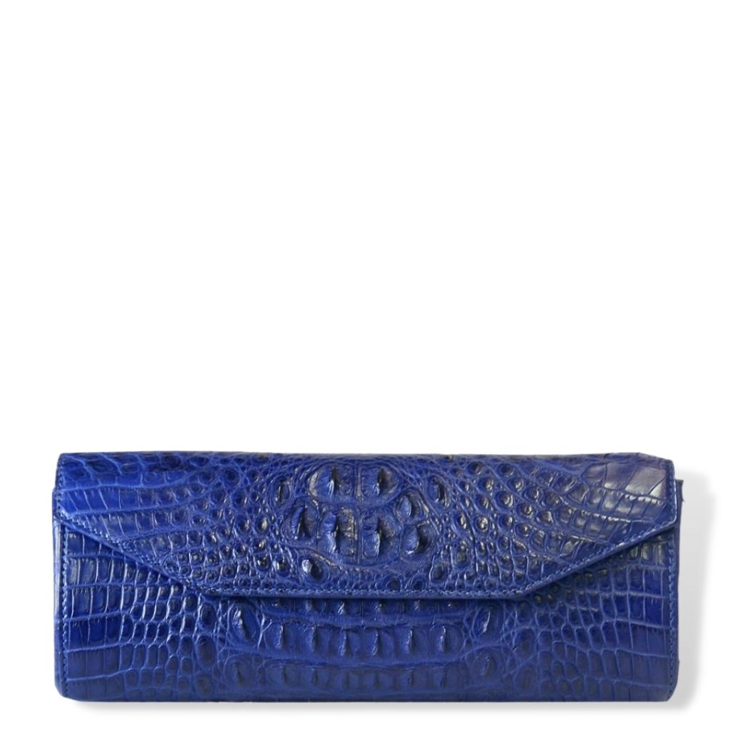 Via La Moda Hornback Croc Clutch Handbag 1721 Blue front primary jpg
