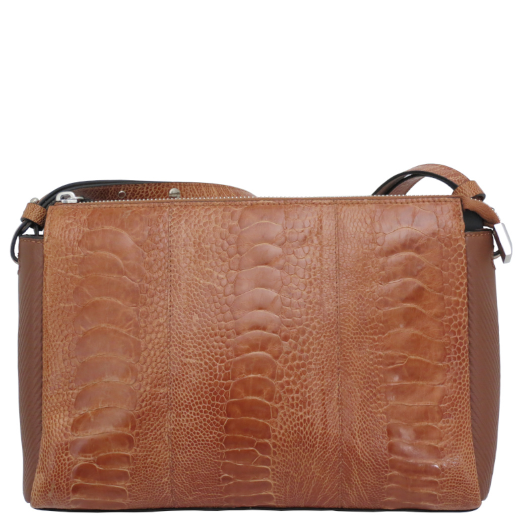 Via La Moda Kendra 4045OL Handbag Ostrich Leg brandy front jpg