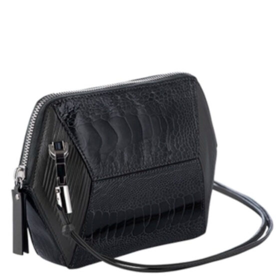 Via La Moda Kim 4048OL Ostrich Leg handbag black front3qrtr jpg