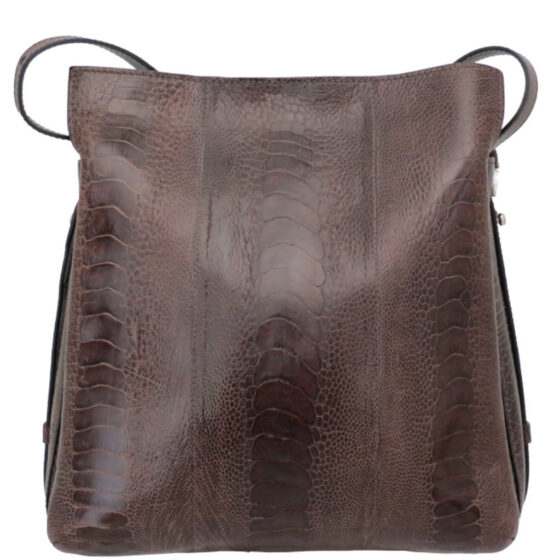 Via La Moda Provoque Anna 4044 Ostrich Leg Handbag Nicotine front jpg