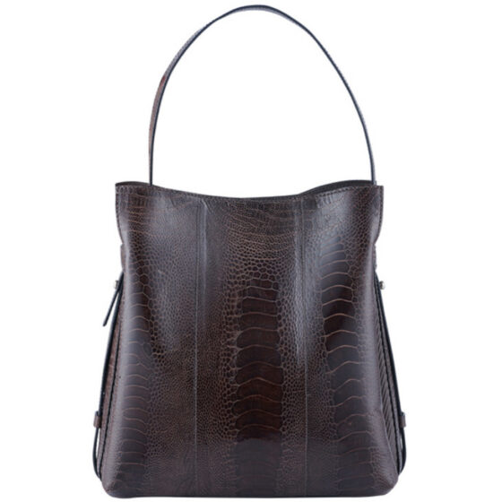 Via La Moda Provoque Anna 4044 Ostrich Leg Handbag Nicotine front primary jpg