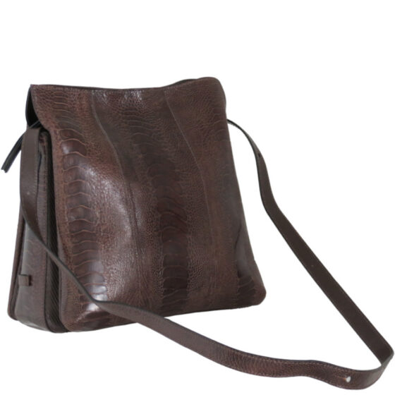 Via La Moda Provoque Anna 4044 Ostrich Leg Handbag Nicotine full handle jpg
