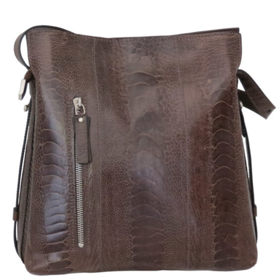 Via La Moda Provoque Anna 4044 Ostrich Leg Handbag Nicotine rear jpg