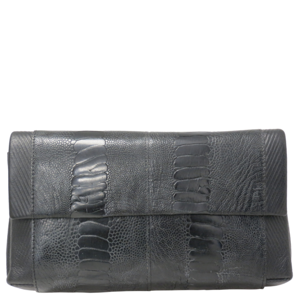 Via La Moda Veronica Ostrich Leg Handbag 4032 black front jpg