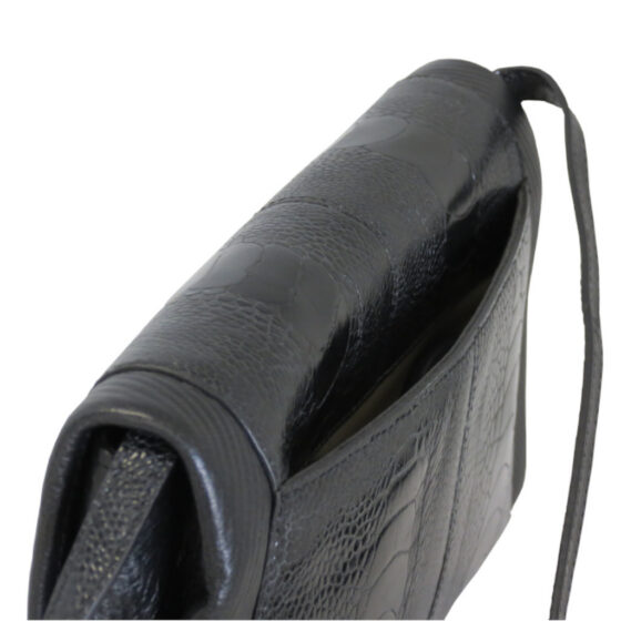 Via La Moda Veronica Ostrich Leg Handbag 4032 black rear stash jpg