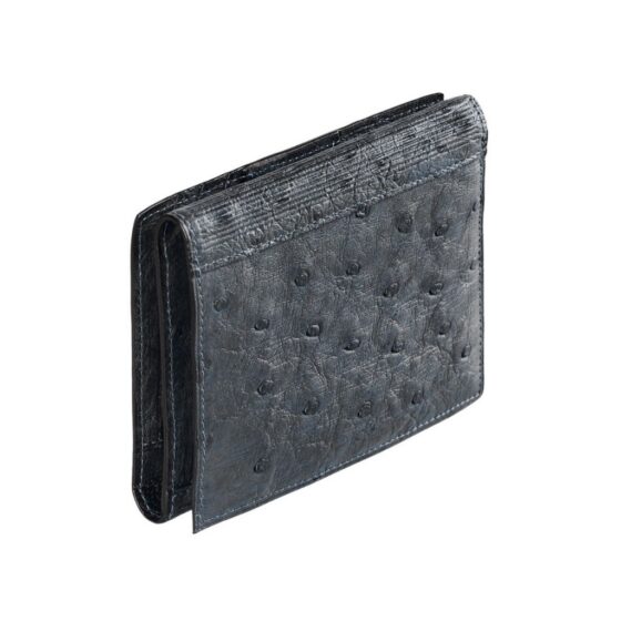 Via Veneta Provoque Heidi S Bend Wallet Purse 7414 Ostrich leather black side jpg