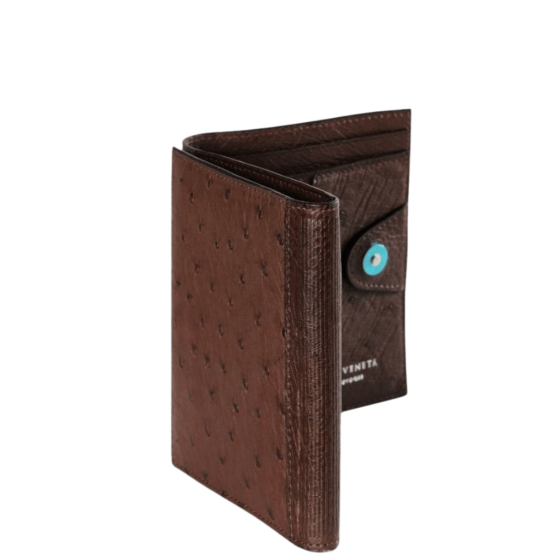 Via Veneta Provoque Heidi S Bend Wallet Purse 7414 Ostrich leather nicotine main transparent