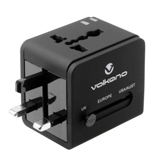 Volkano 2 Usb Multi Plug Adaptor Black 8016 Front3qrtr