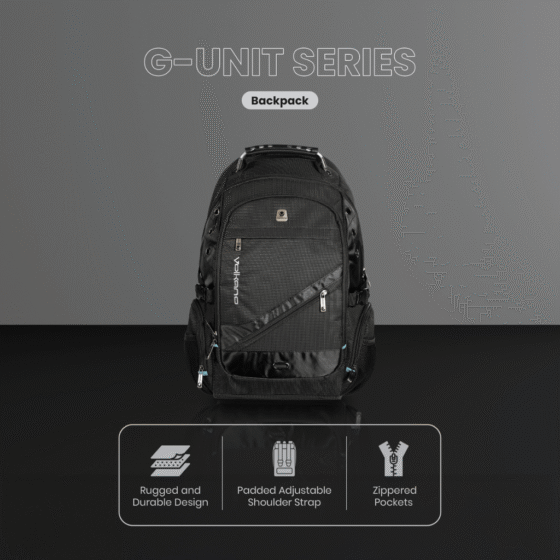 Volkano 7027 g Unit laptop backpack black features png