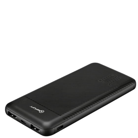 Volkano Amplify Spark 10000 Powerbank 9000 black front3qrtr transparent