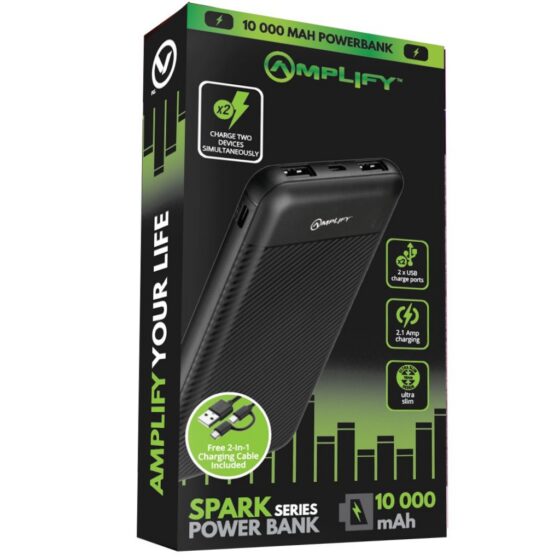Volkano Amplify Spark 10000 Powerbank 9000 Black Packaging