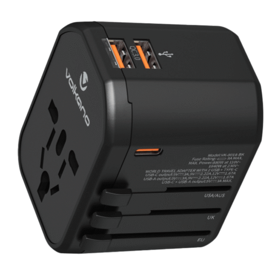 Volkano International plug adaptor 3 USB 8018 black top png