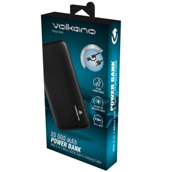 Volkano Omega 20000mah Powerbank Black 9016 Packaging
