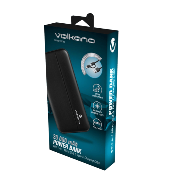 Volkano Omega 20000mah powerbank black 9016 packaging primary