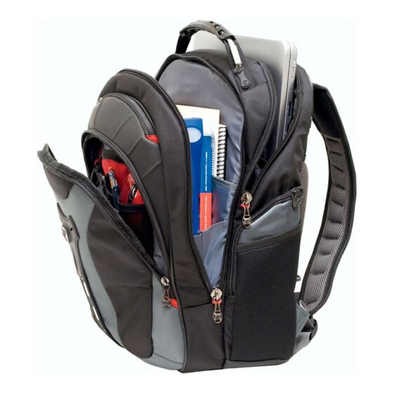 Wenger Pegasus 17 inch laptop backpack black 600639 side open jpg