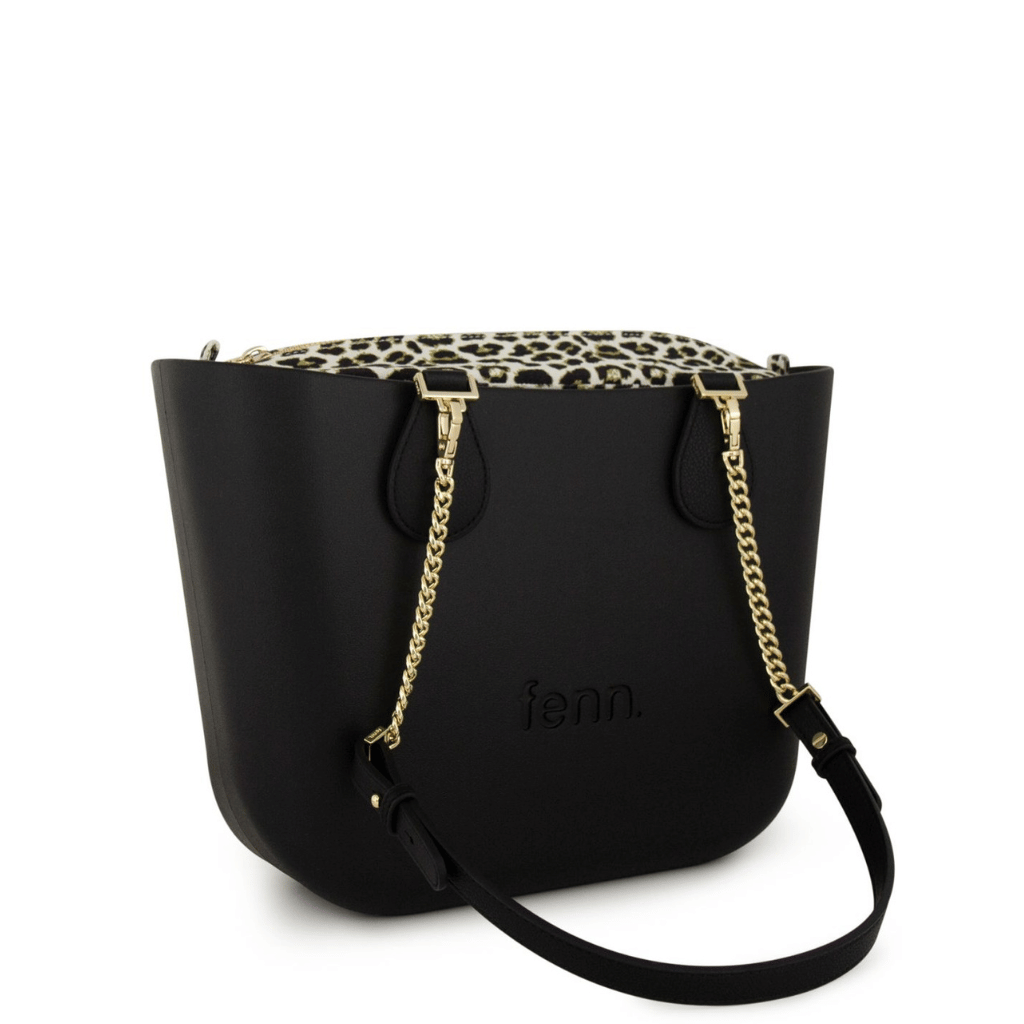 Fenn Petite Gold chain black P223 leopard print inner front3qrtr png