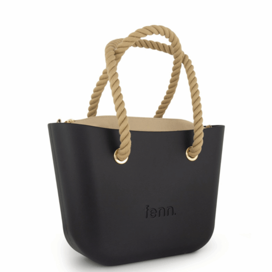Fenn Petite P396 Black rope handle stone inner front3qrtr png