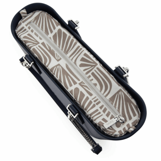 Fenn Petite Silver chain Navy P408 printed inner top png