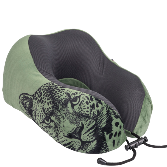 Cellini Safari Leopard IB33074 Neck Pillow with pouch green front3qrtr primary