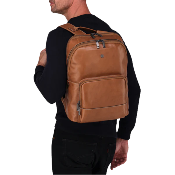 Jekyll and Hide 3670 leather 15 inch backpack tan lifestyle