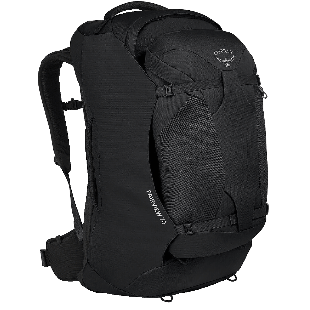Osprey Fairview TRavel Pack collection Black 70L front3qrtr primary