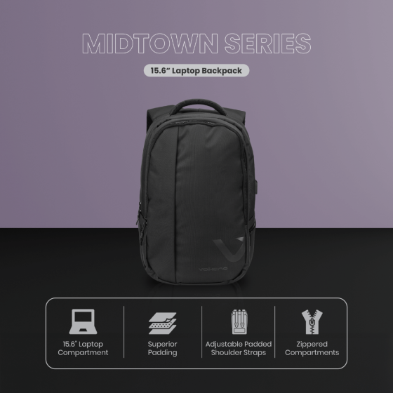 Volkano 7151 Midtown laptop Backpack black features1