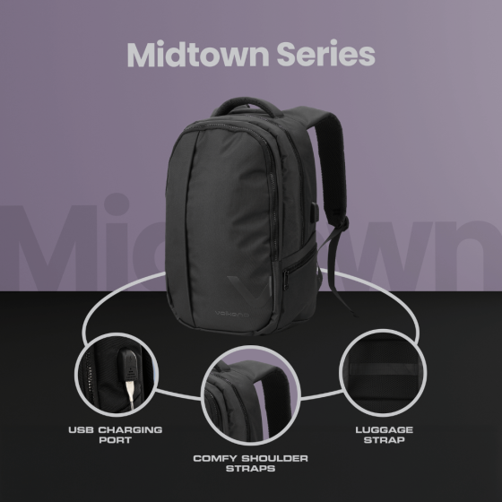 Volkano 7151 Midtown laptop Backpack black features3