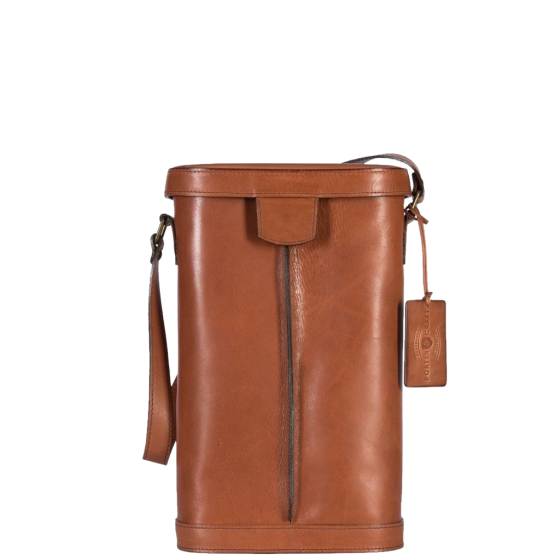 Brando Porter Craft 8001 leather double wine carrier tan front primary1
