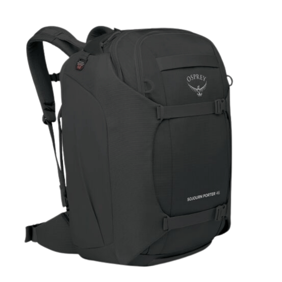 Osprey Sojourn Porter TRavel Pack 46L black front3qrtr primary