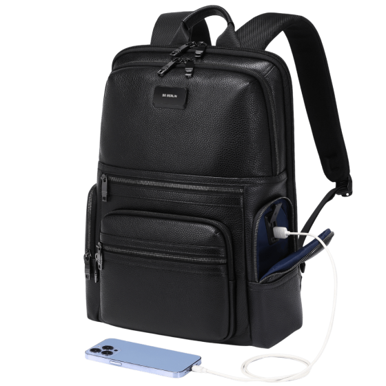 BG Berlin Nexus CEO Leather laptop Backpack 02330P black mobile