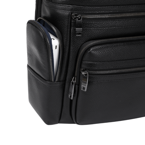 BG Berlin Nexus CEO Leather laptop Backpack 02330P black side pocket