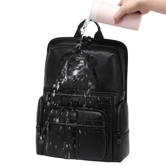 BG Berlin Nexus CEO Leather laptop Backpack 02330P black waterproof